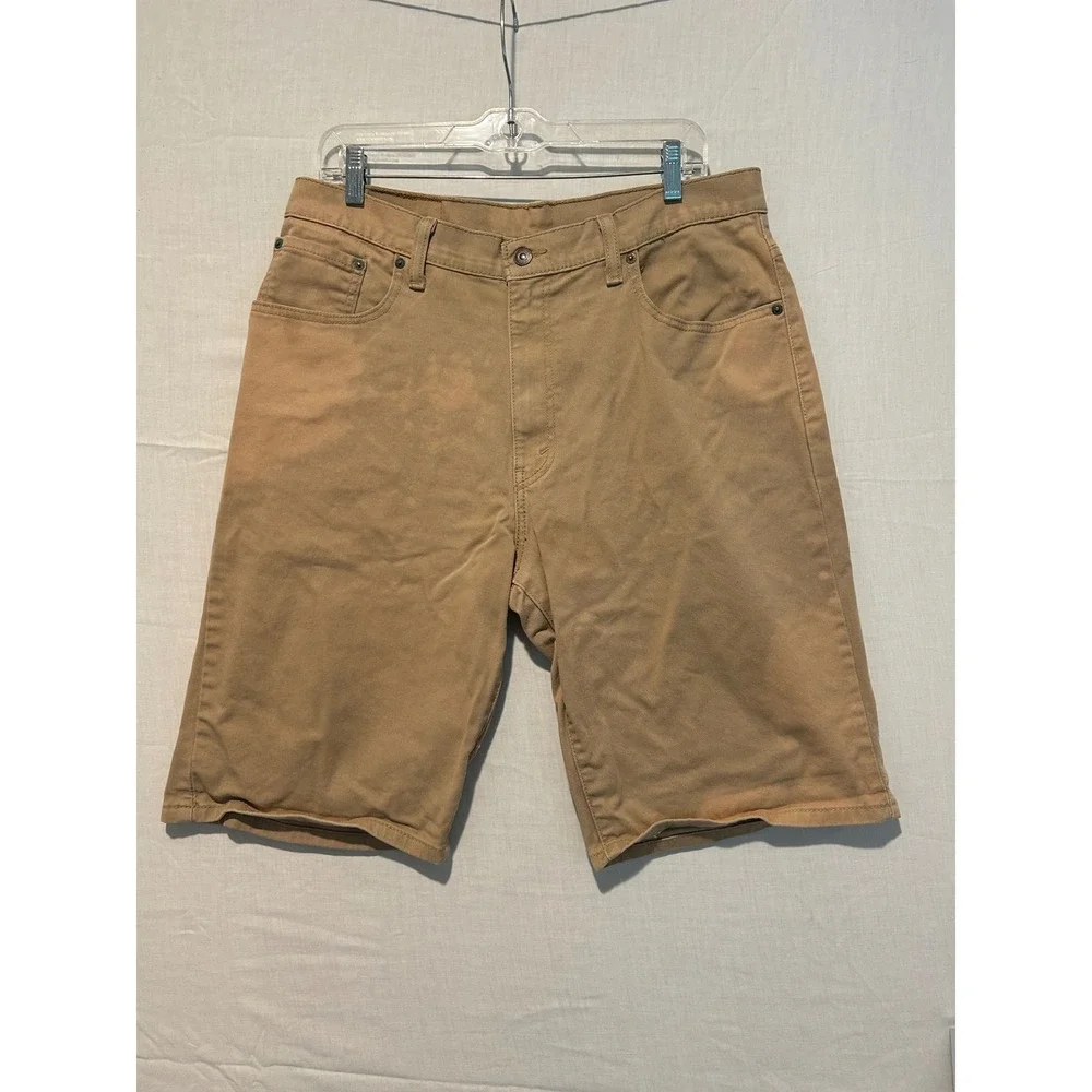 Levis 569 Loose Straight Khaki Tan Denim Shorts Mens 34 Stretch Cotton 7125737